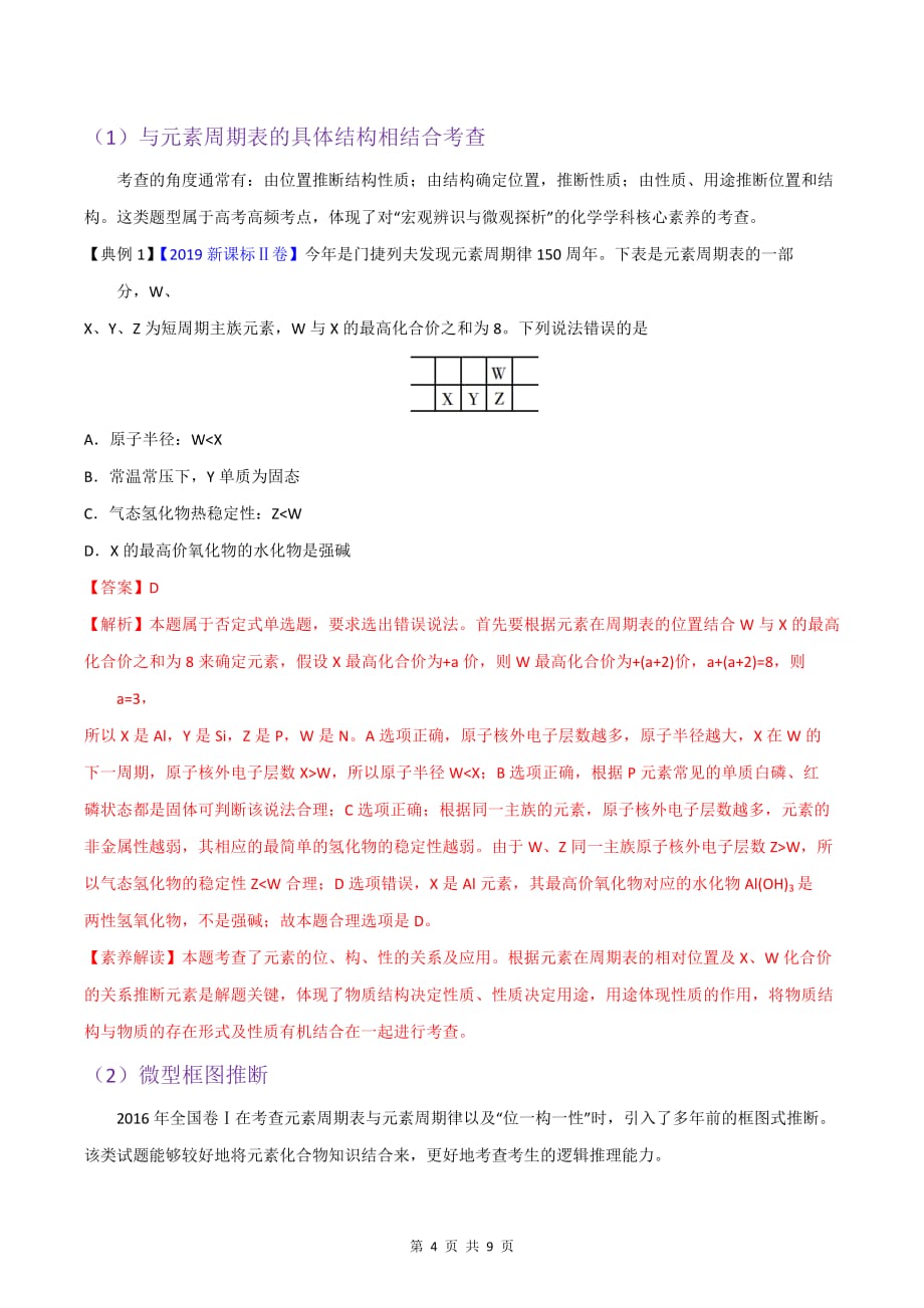 2020年高考化学提升突破专题八 “位—构—性”之间的关系及推断_第4页