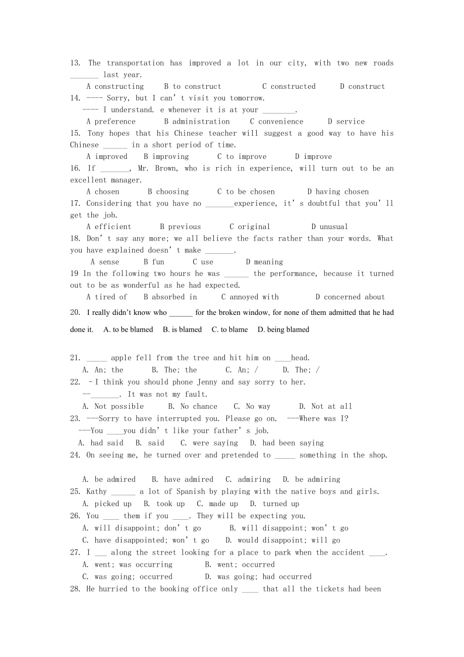 2019-2020年高二10月月考 英语 含答案.doc_第2页