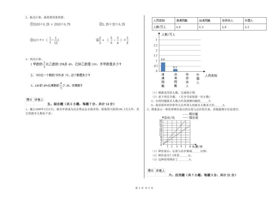 2019年六年级数学【上册】每周一练试题 赣南版（附答案）.doc_第2页