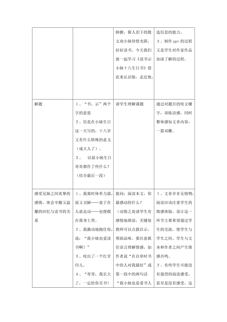 语文：1.1《读书示小妹十八生日书》教案（沪教版第三册）.doc_第2页