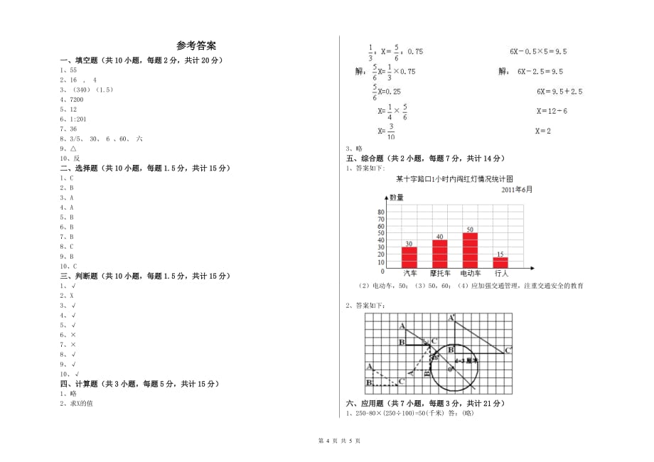 2019年六年级数学【上册】强化训练试卷 沪教版（附答案）.doc_第4页