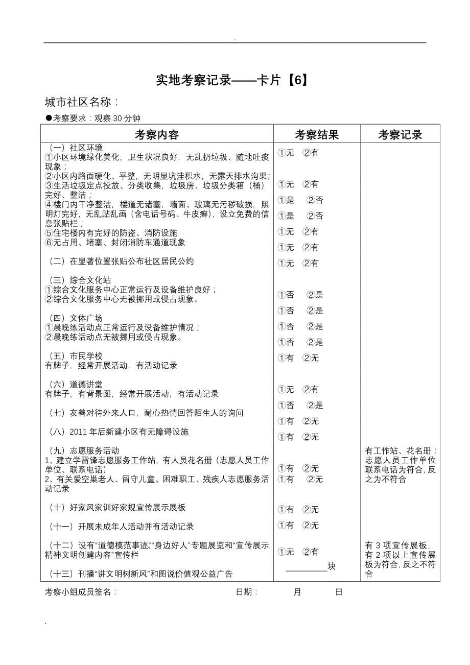 全国文明城市测评实地考察记录卡_第5页