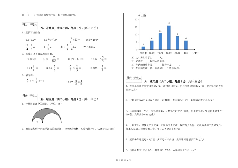 2019年六年级数学上学期月考试卷C卷 附答案.doc_第2页