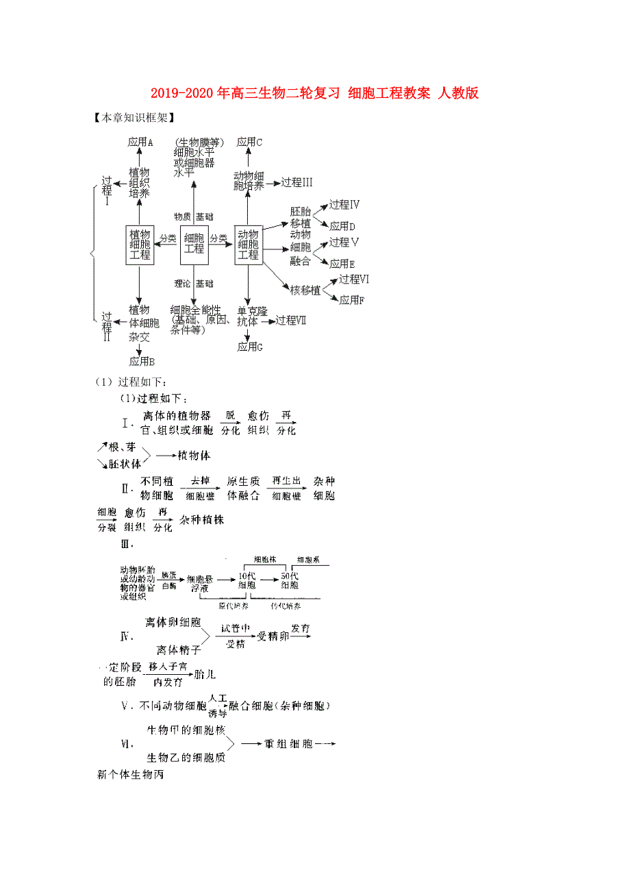 2019-2020年高三生物二轮复习 细胞工程教案 人教版.doc_第1页