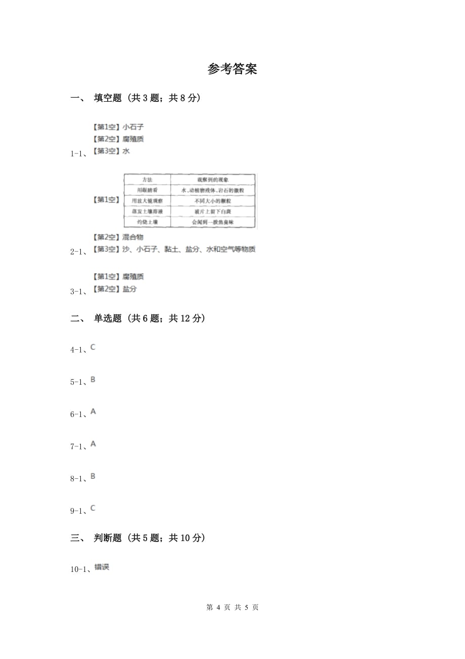 教科版科学五年级上册第三单元第四课土壤中有什么同步练习（I）卷.doc_第4页