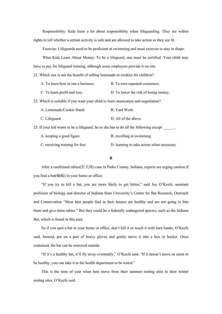 2019-2020年高二上学期第二次考试英语试题 含答案.doc_第5页