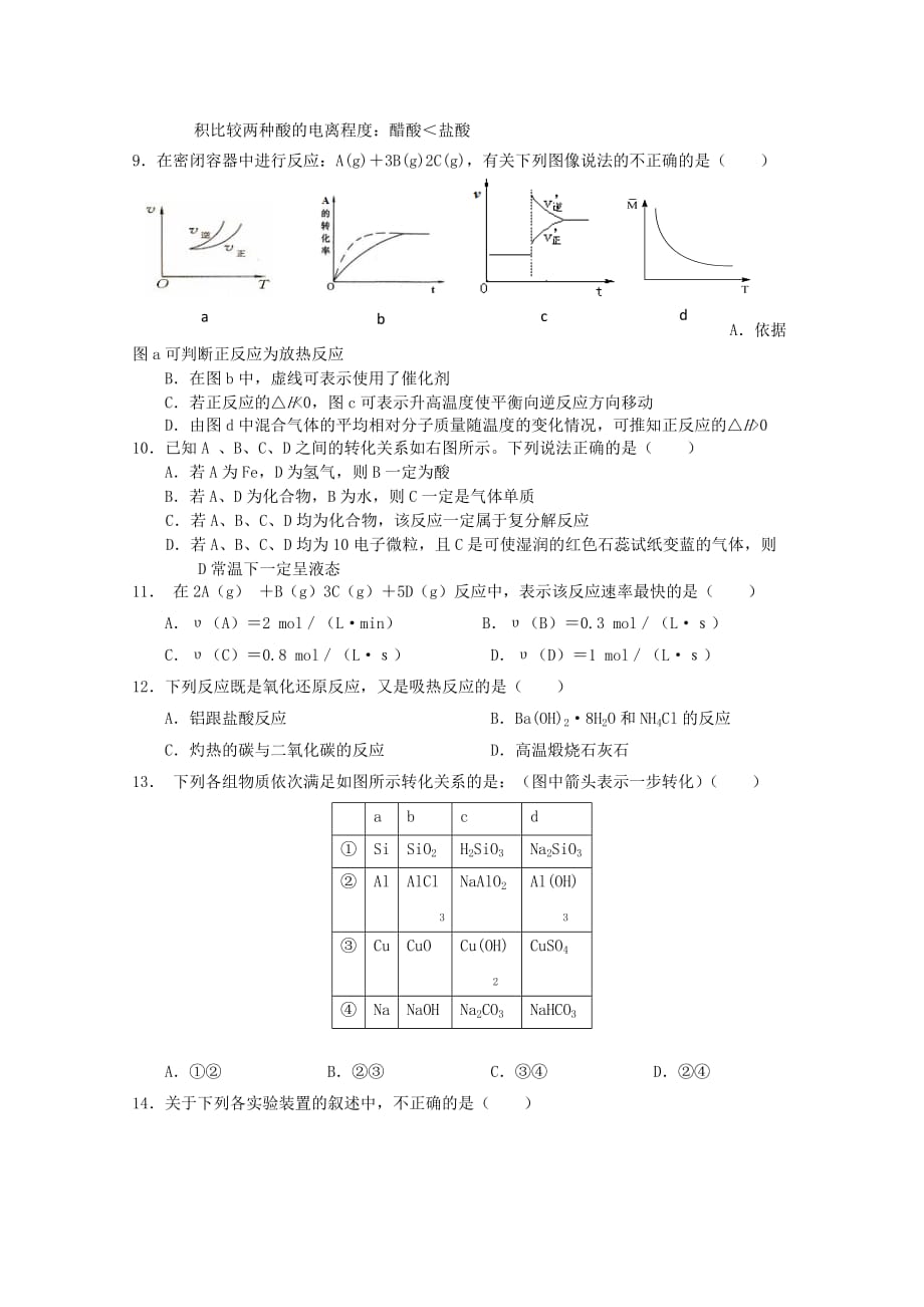 2019-2020年高三1月期末模拟 化学 含答案.doc_第2页