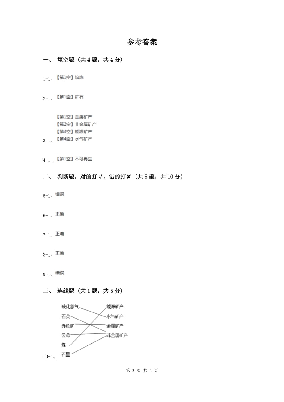 粤教版小学科学六年级下册4.28《合理利用矿产资源》C卷.doc_第3页