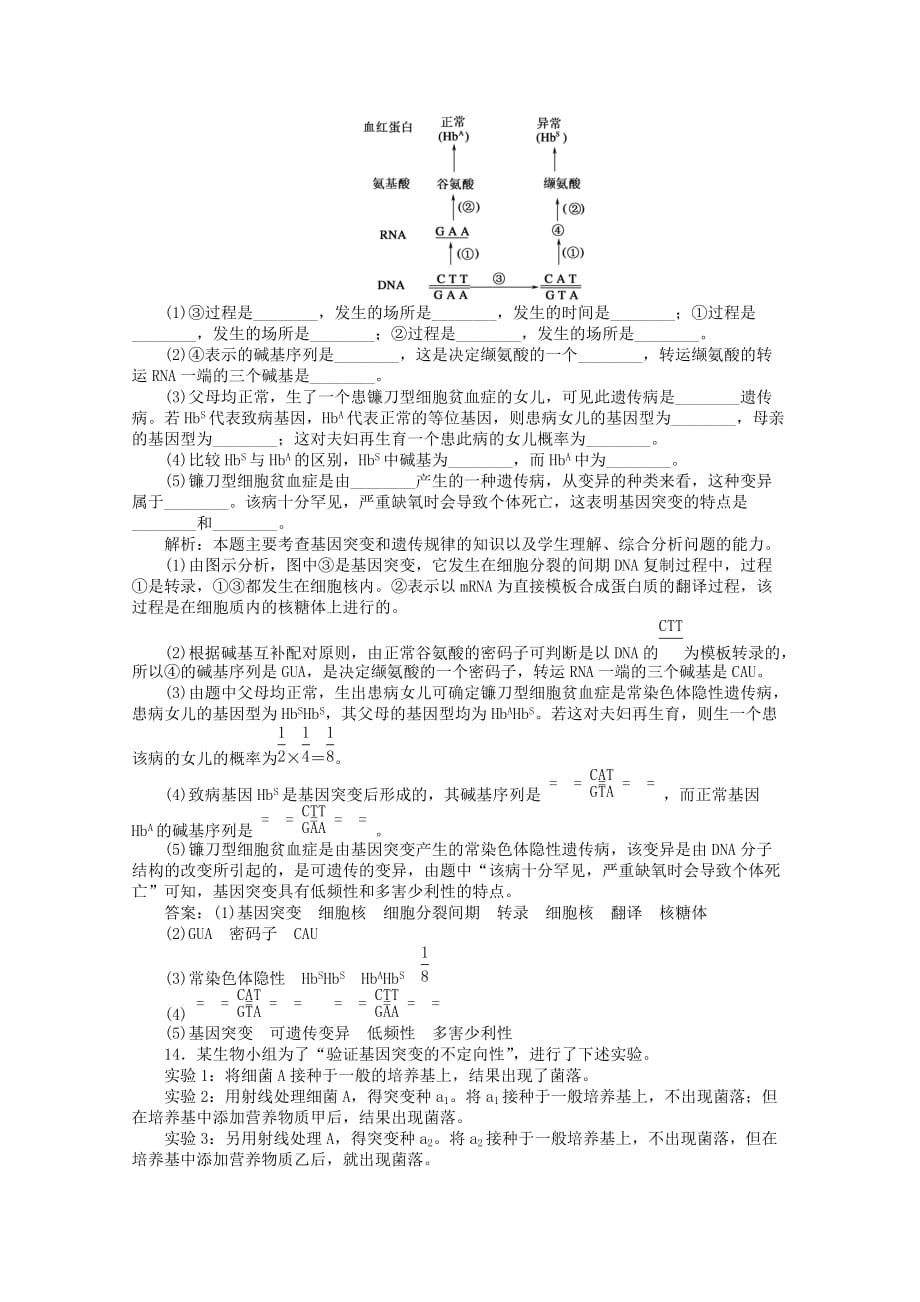 2019-2020年高三生物一轮复习 第5章 第1节新人教版必修1.doc_第4页