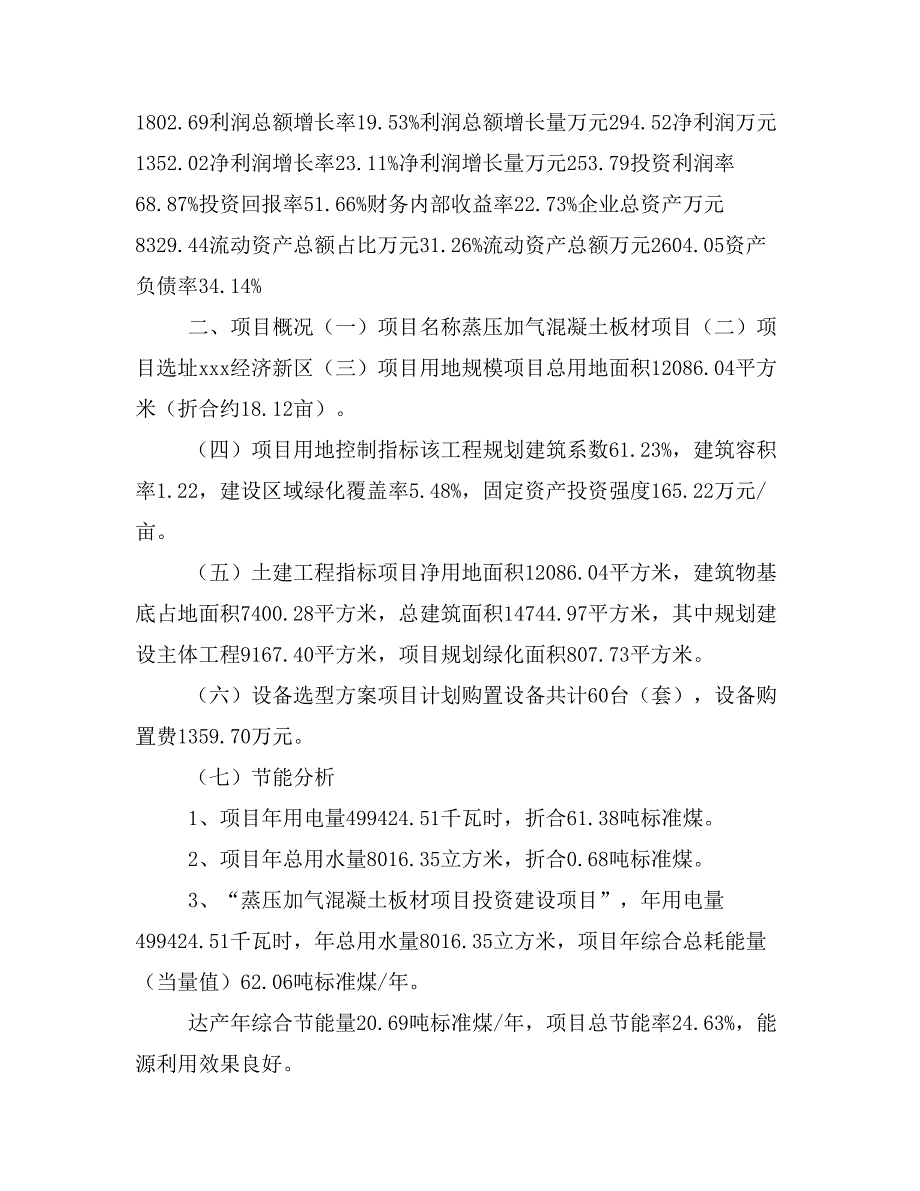 蒸压加气混凝土板材项目立项投资可行性报告模板(立项申请及建设方案)_第4页