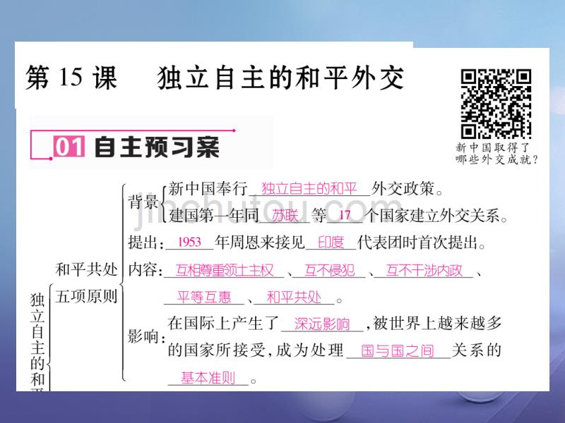 2017年春八年级历史下册 第5单元 第15课 独立自主的和平外交课件 新人教版_第4页