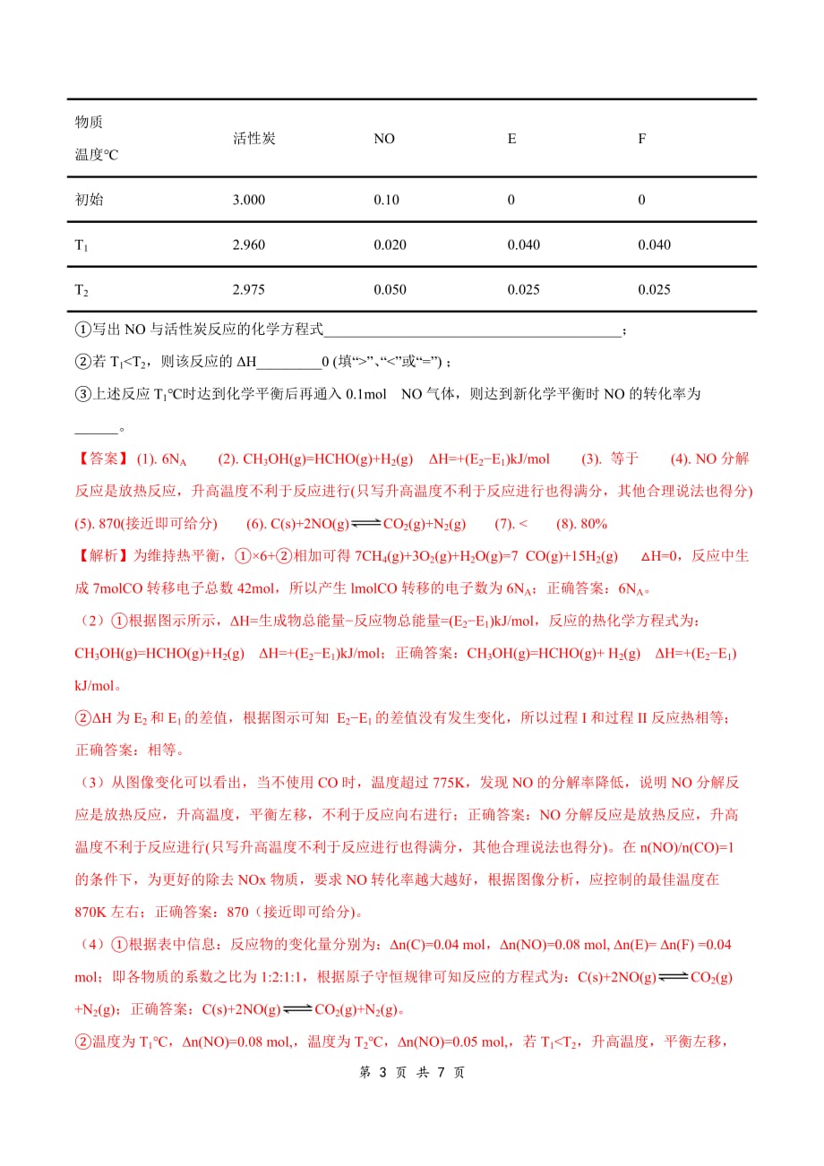 2020年高考化学难点专练1 反应热的相关计算（解析版）_第3页