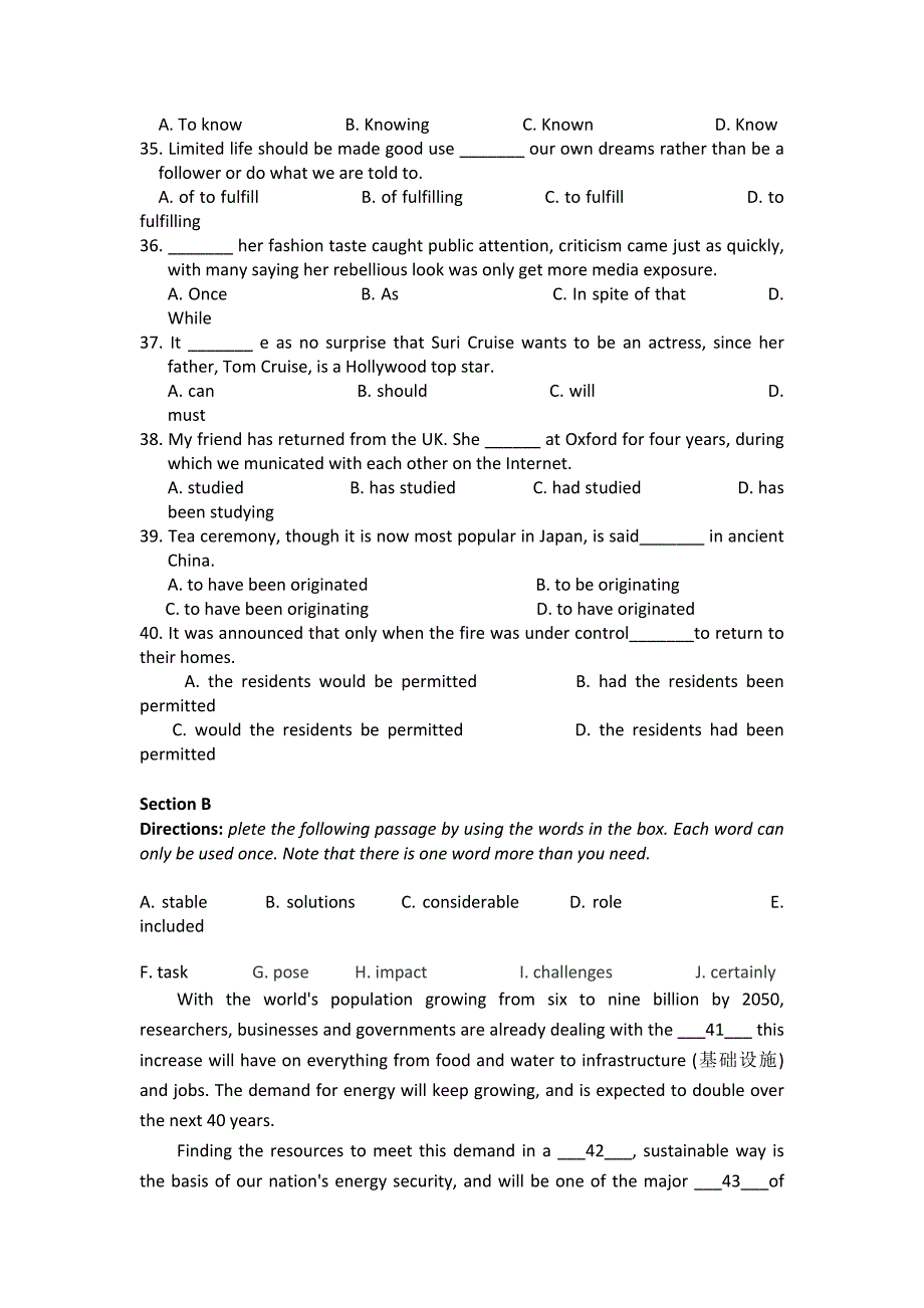 2019-2020年高二5月阶段检测英语试题 含答案.doc_第4页