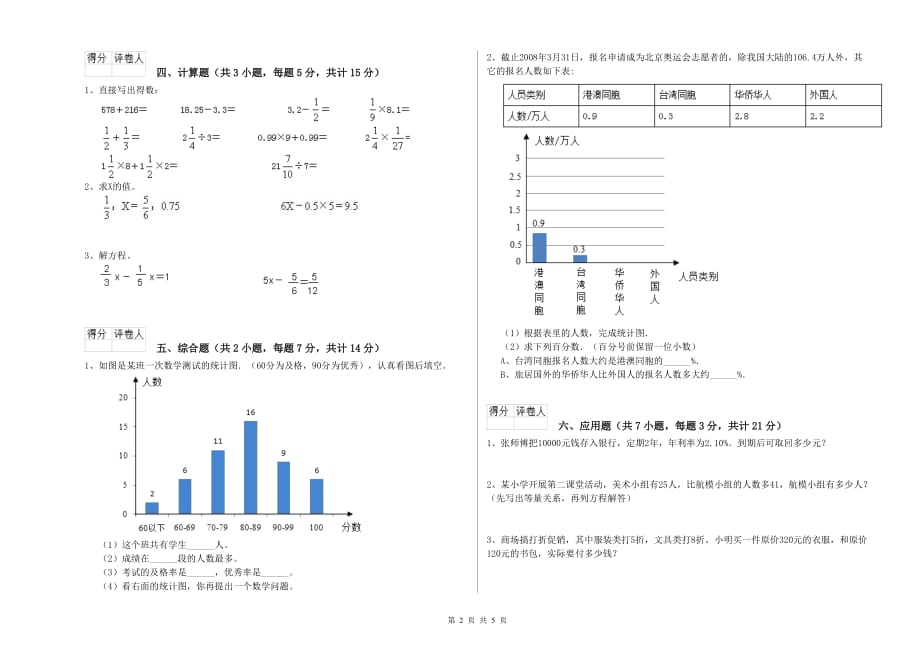 忻州市实验小学六年级数学下学期过关检测试题 附答案.doc_第2页