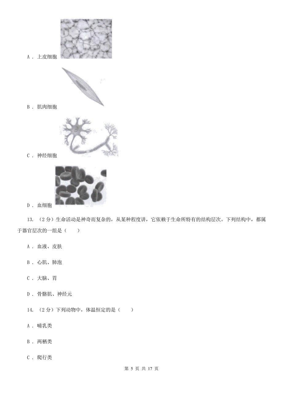 沪科版2019-2020学年七年级上册科学期中检测卷C卷.doc_第5页