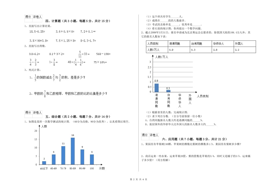 2020年六年级数学下学期开学检测试题 赣南版（附解析）.doc_第2页