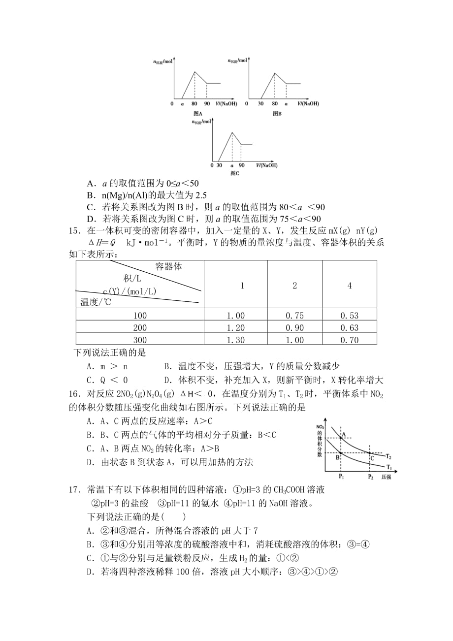 2019-2020年高三12月月考化学试题 含答案（V）.doc_第4页