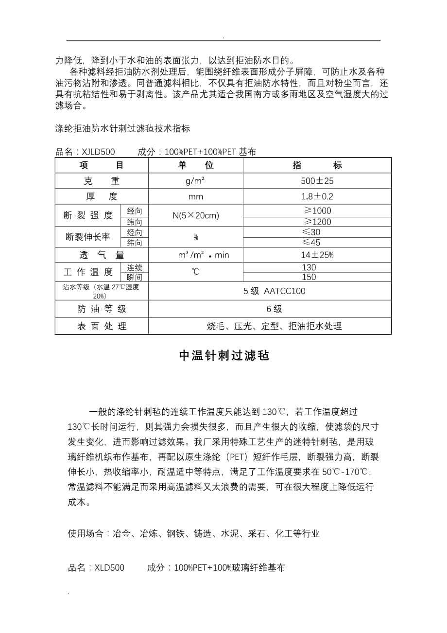 各种针刺过滤毡参数指标_第4页