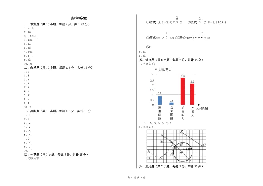 宿州市实验小学六年级数学上学期综合练习试题 附答案.doc_第4页