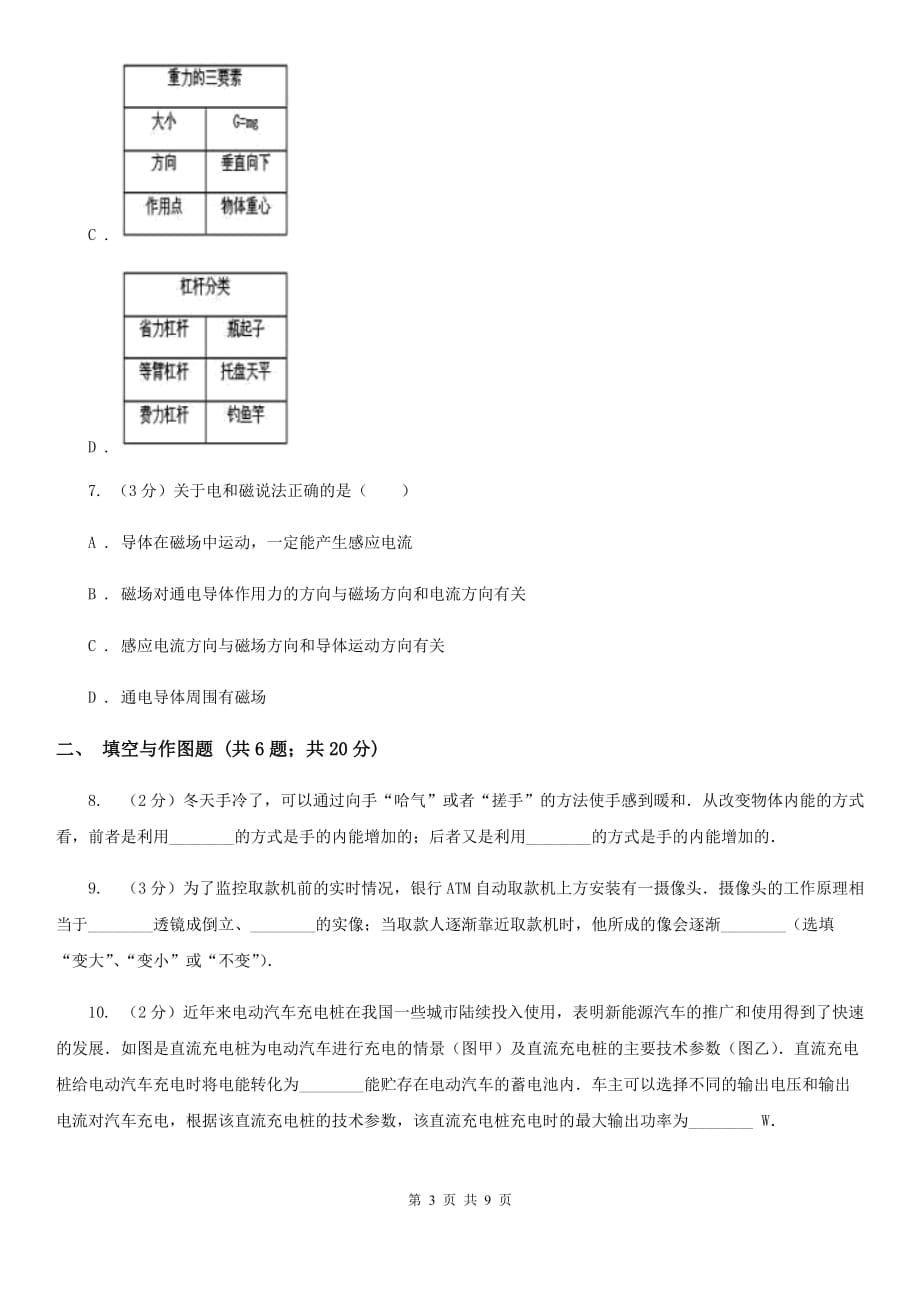 教科版中考物理模拟试卷（e卷） D卷.doc_第3页