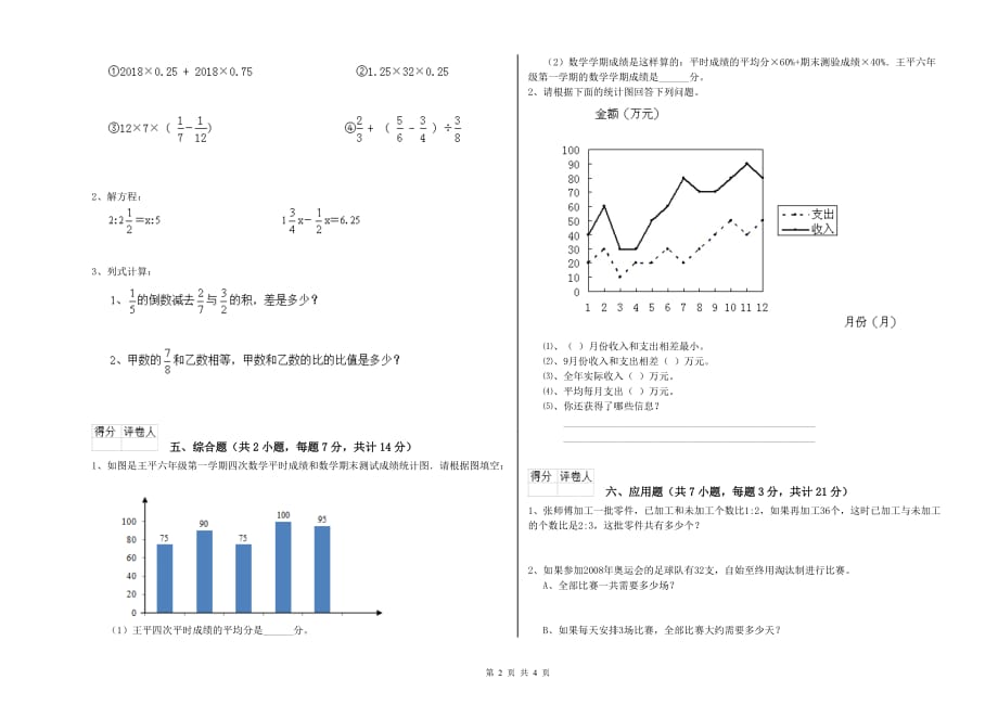 2020年六年级数学【下册】综合练习试卷 江苏版（附解析）.doc_第2页