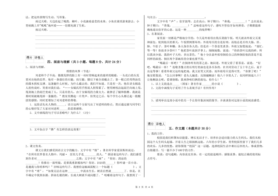 天津市实验小学小升初语文能力提升试卷 含答案.doc_第2页