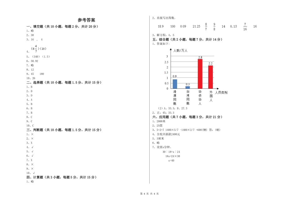 阿勒泰地区实验小学六年级数学下学期综合检测试题 附答案.doc_第4页