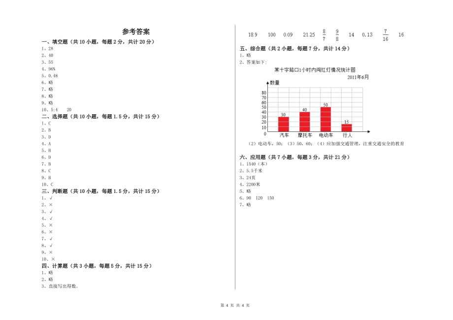 太原市实验小学六年级数学上学期综合检测试题 附答案.doc_第4页