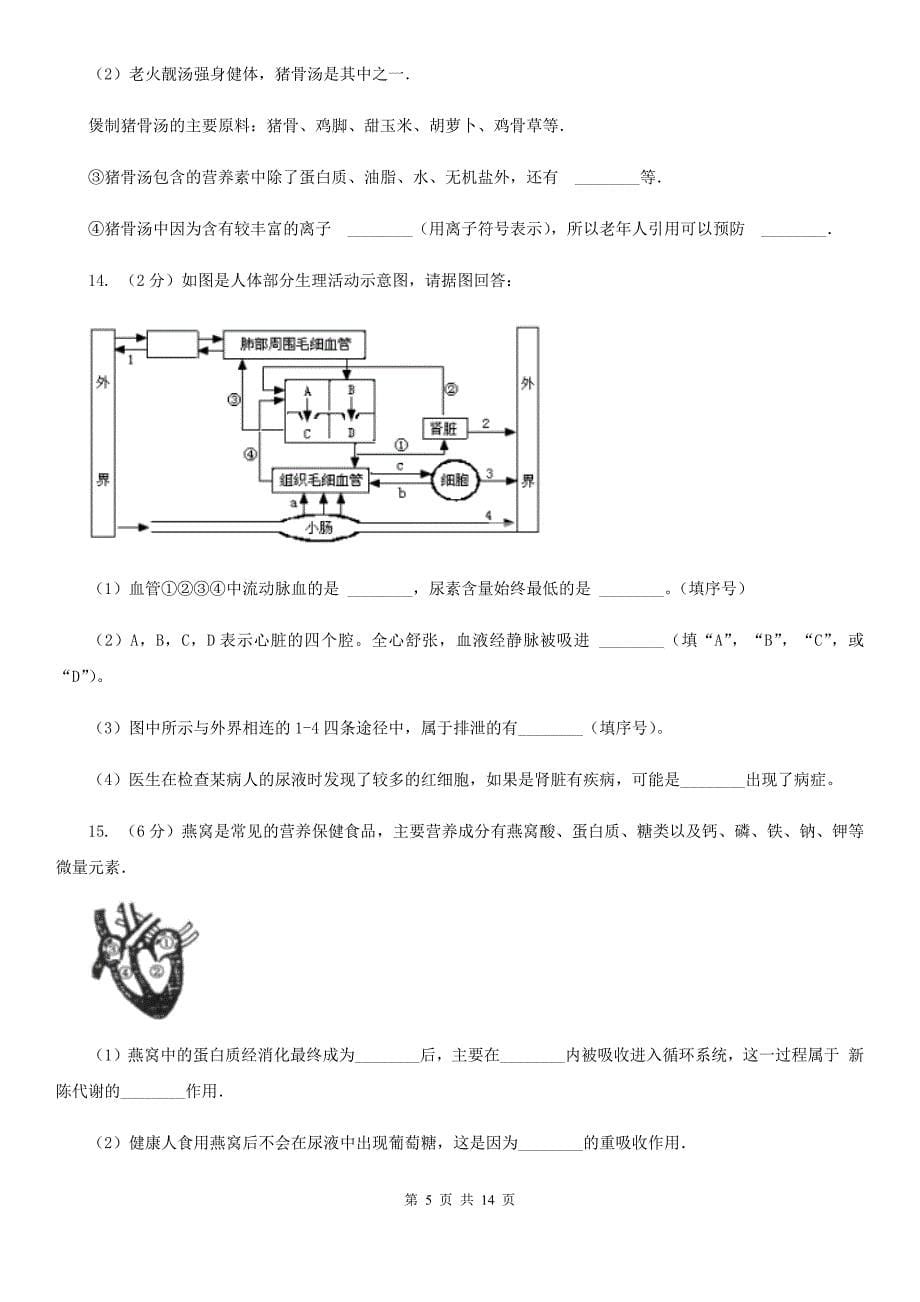 浙教版2020年中考科学错题集训03：人体的新陈代谢A卷.doc_第5页