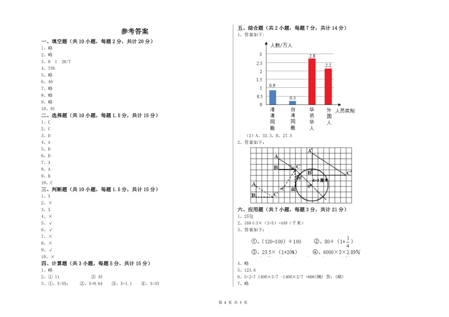 2019年六年级数学下学期月考试卷 北师大版（含答案）.doc_第4页