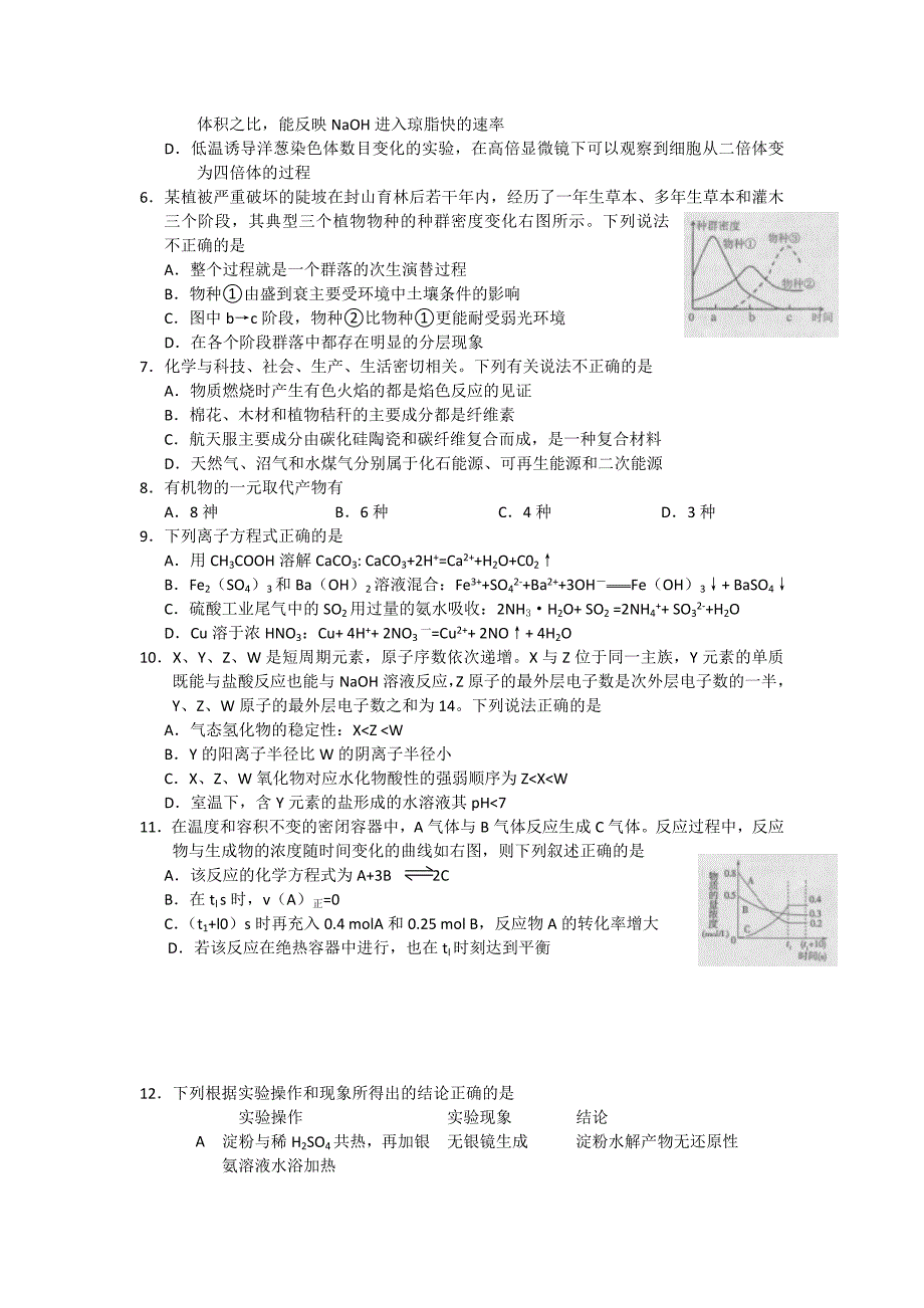 2019-2020年高三摸底考试理综试题 含答案.doc_第2页