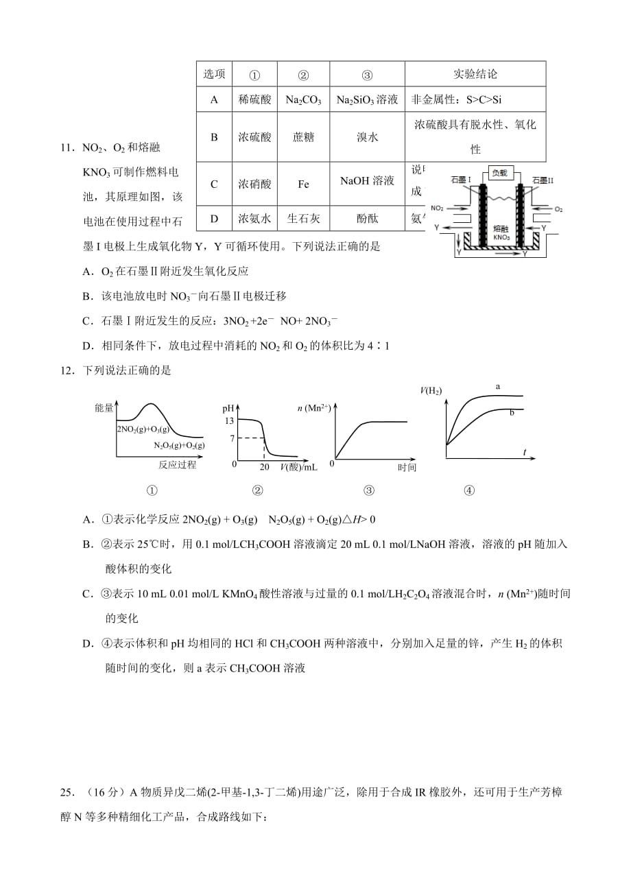 2019-2020年高三一模理综化学试题.doc_第2页