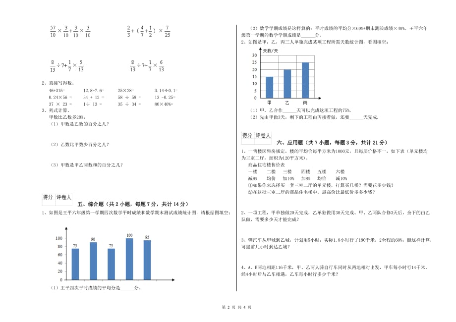 2019年六年级数学【下册】期末考试试题 苏教版（附解析）.doc_第2页