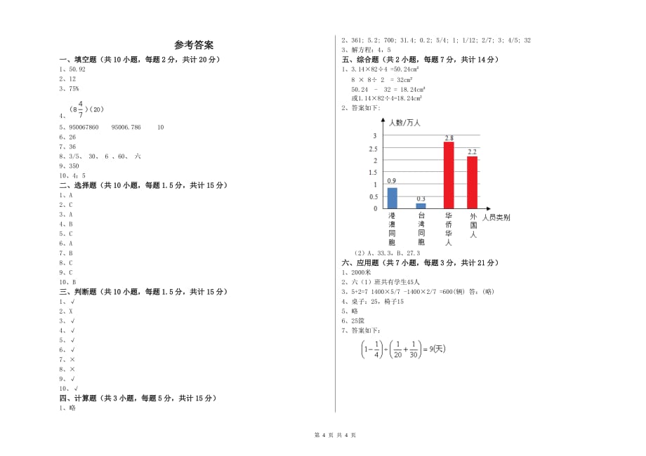 晋城市实验小学六年级数学上学期过关检测试题 附答案.doc_第4页