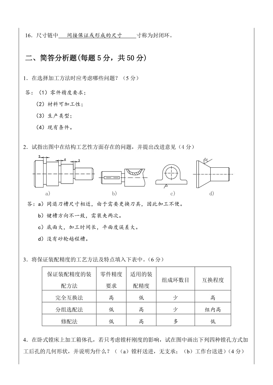 工艺课件参考答案及评分标准—2012试卷B__第2页