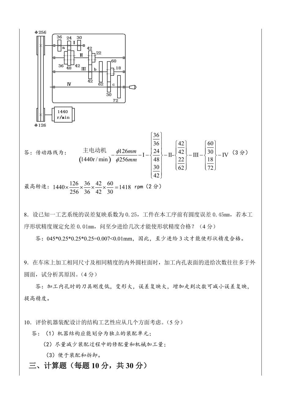 工艺课件参考答案及评分标准—2012试卷B__第5页