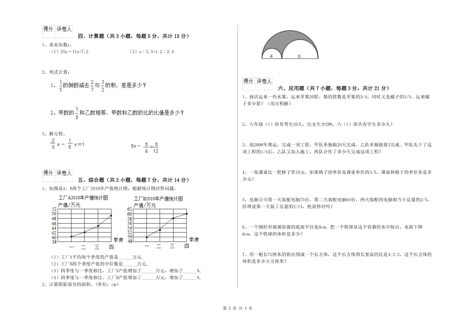 阿拉善盟实验小学六年级数学【上册】强化训练试题 附答案.doc_第2页