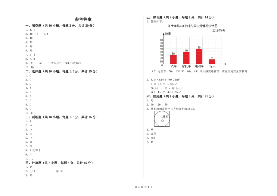 2020年六年级数学【下册】开学考试试卷 浙教版（含答案）.doc_第4页