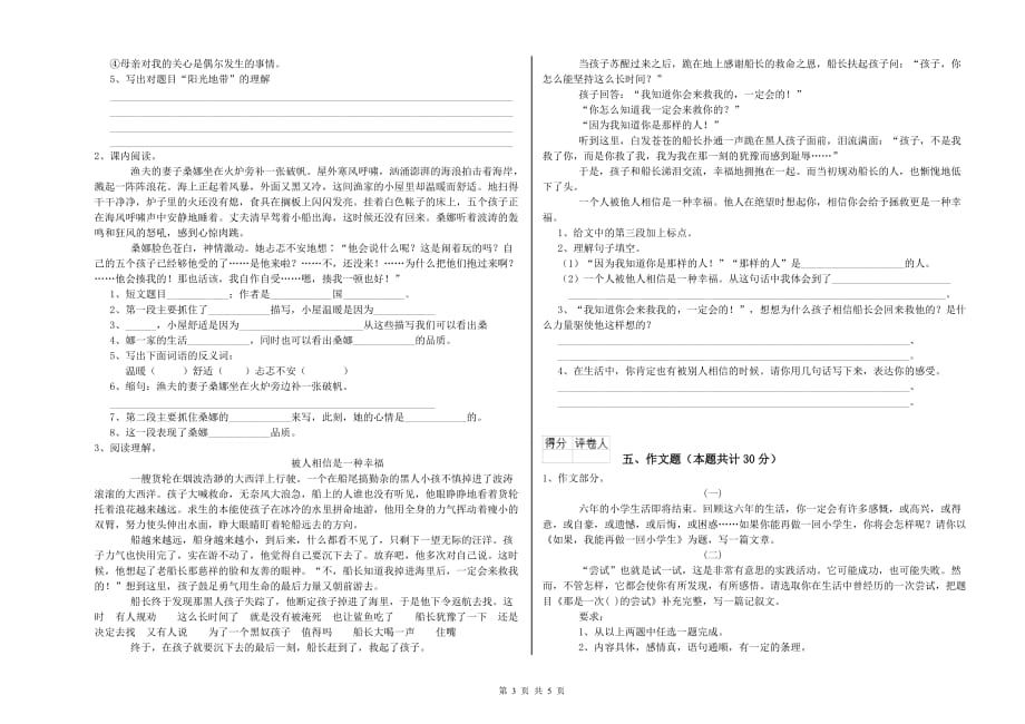 信阳市重点小学小升初语文考前检测试卷 含答案.doc_第3页