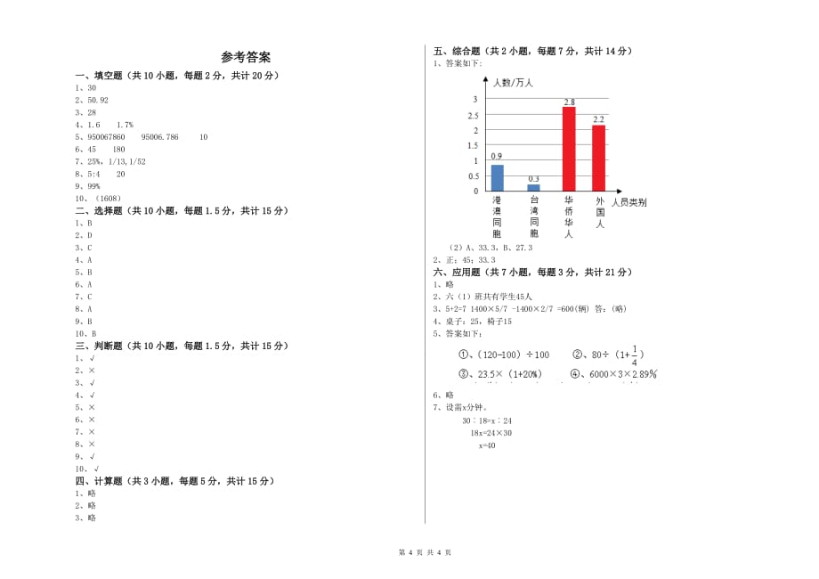 恩施土家族苗族自治州实验小学六年级数学上学期开学检测试题 附答案.doc_第4页