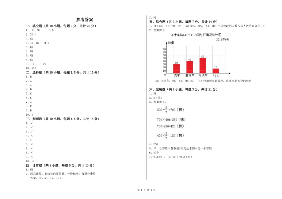 铁岭市实验小学六年级数学【上册】月考试题 附答案.doc_第4页