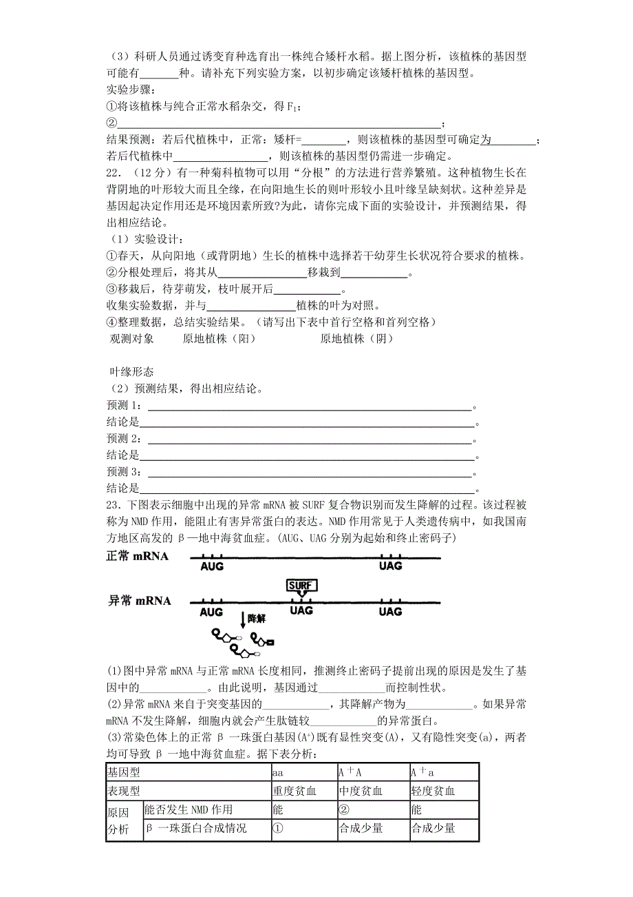 2019-2020年高三生物复习 精选专题练 基因的概念与表达（含解析）.doc_第4页