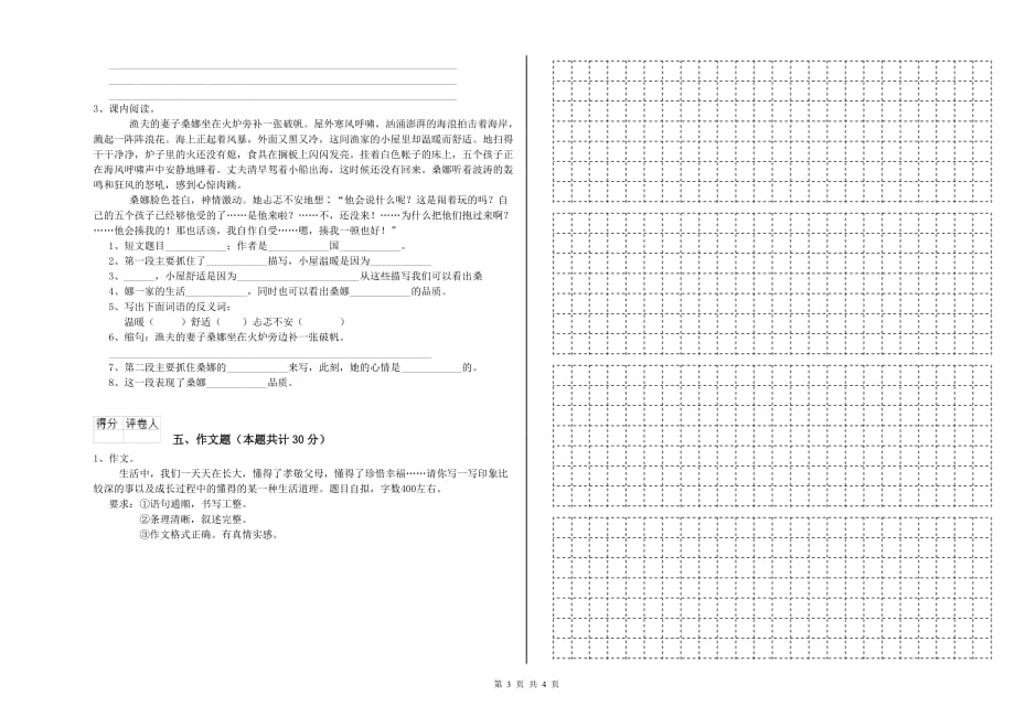 吉安市实验小学小升初语文过关检测试卷 含答案.doc_第3页