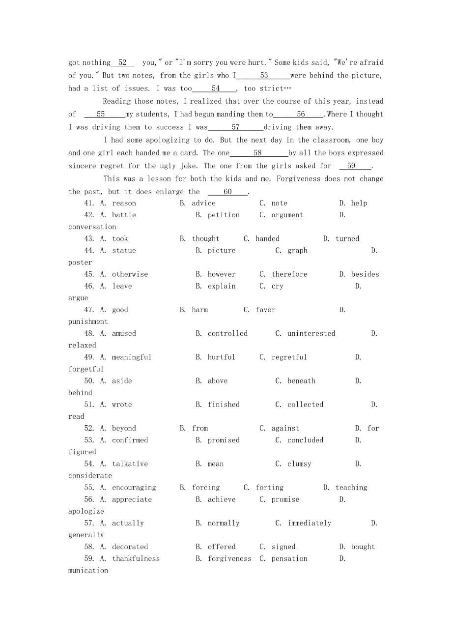 2019-2020年高二英语10月月考试题.doc_第5页