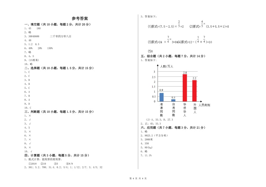 2020年六年级数学【下册】每周一练试卷 豫教版（含答案）.doc_第4页