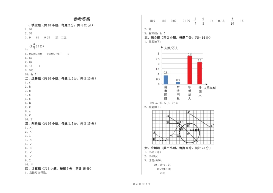 抚顺市实验小学六年级数学上学期综合检测试题 附答案.doc_第4页