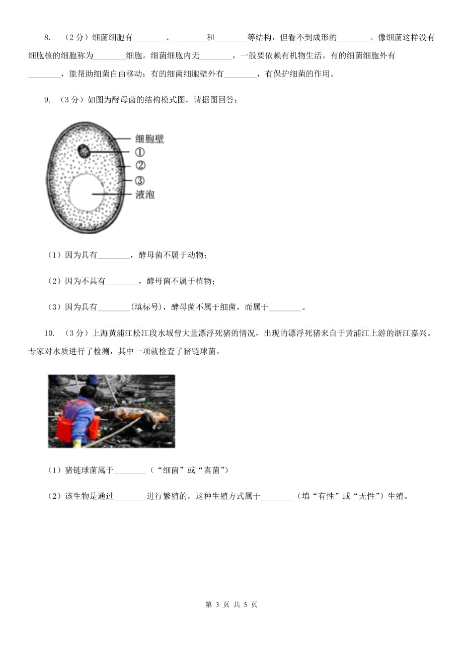 华师大版科学七年级下学期7.4细菌和真菌的繁殖 同步练习A卷.doc_第3页