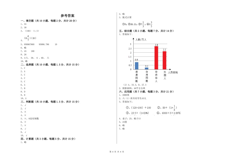 2019年六年级数学上学期开学考试试题 新人教版（附解析）.doc_第4页