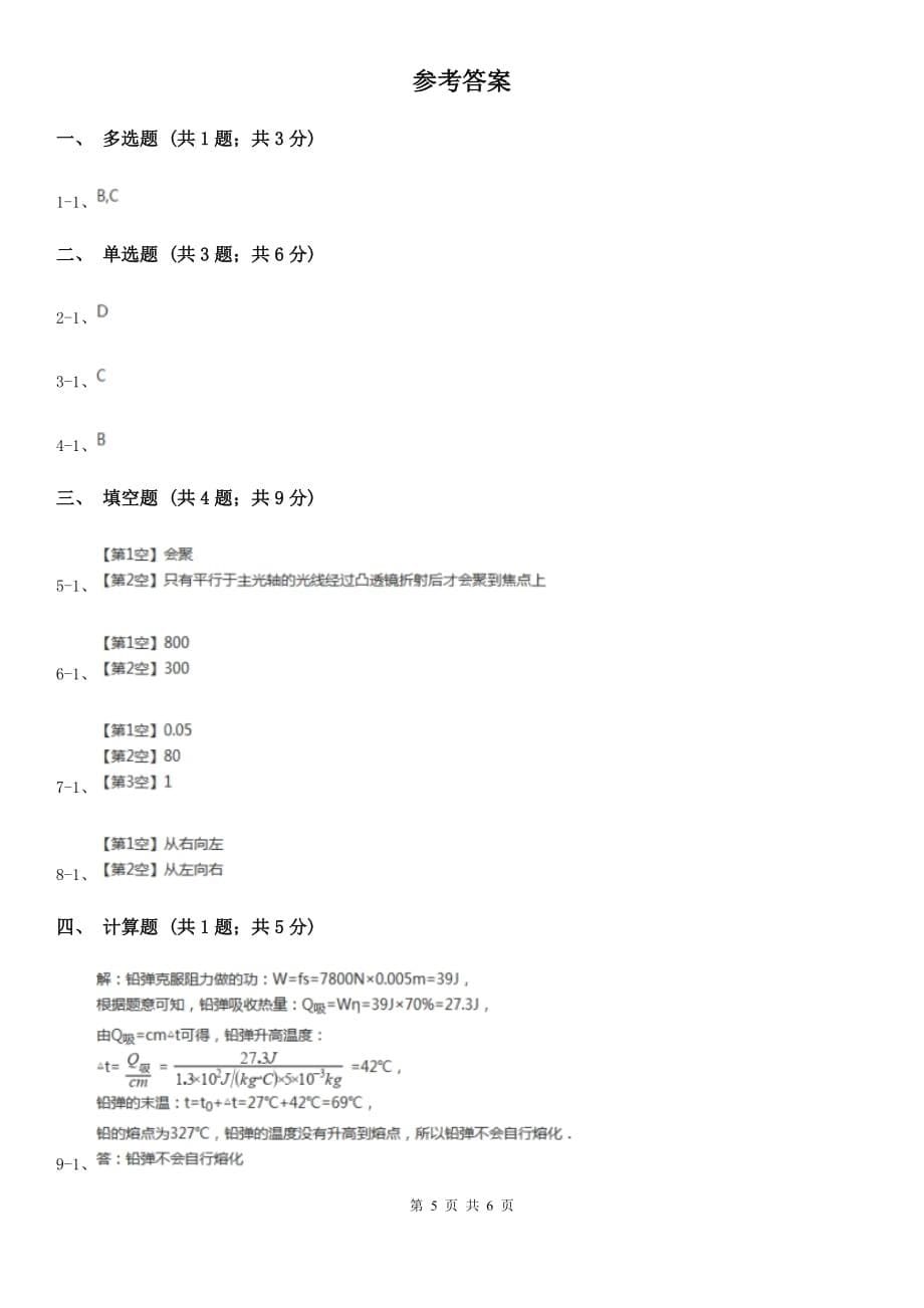 2019-2020年九年级上学期物理加试题B卷.doc_第5页