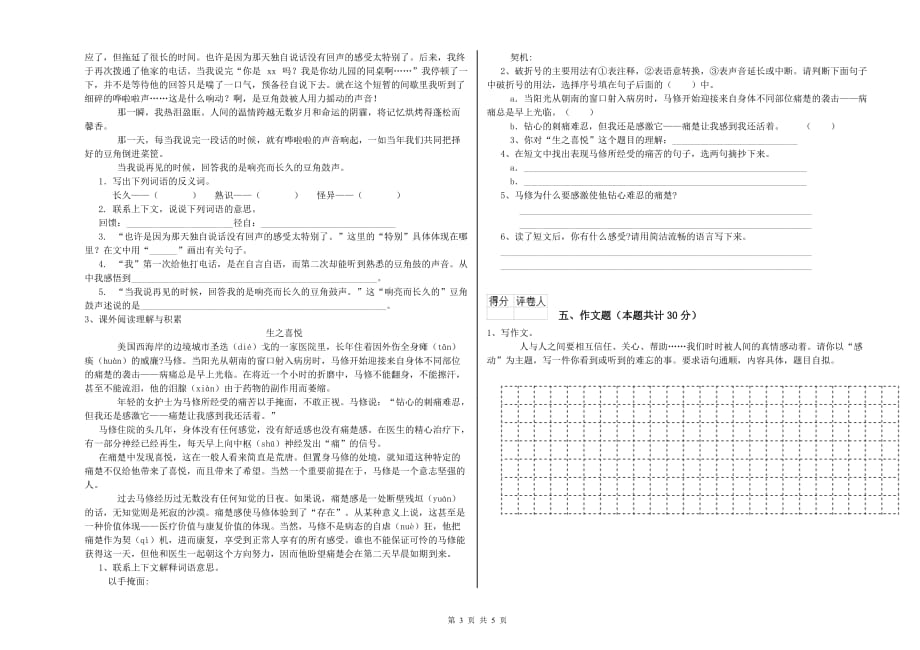 昌都市重点小学小升初语文自我检测试卷 含答案.doc_第3页